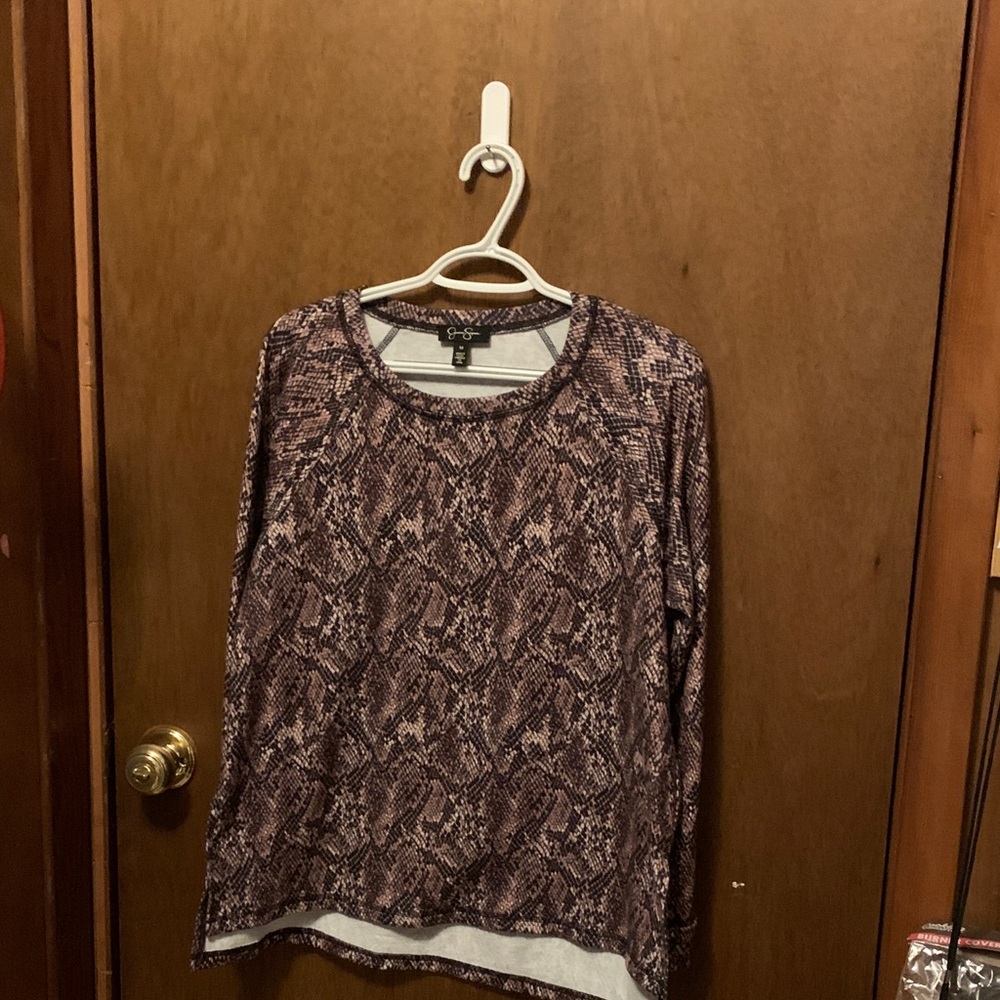 Jessica Simpson Snake Print Long Sleeve Top - Brown and Cream